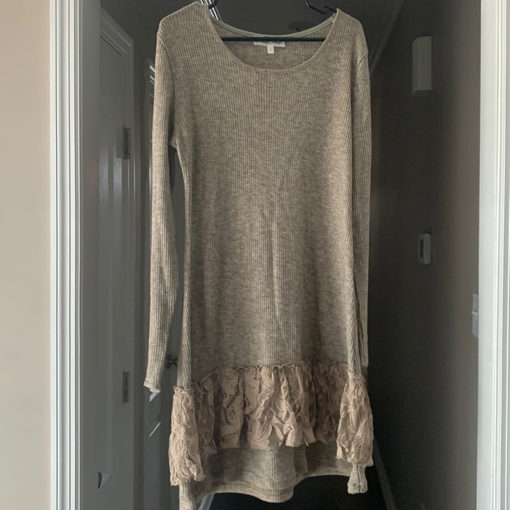 Light brown sweater dress